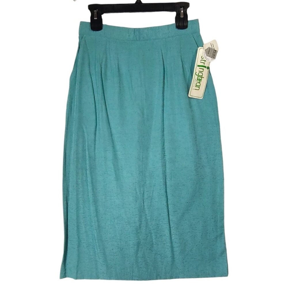 NWT VINTAGE Stringbean Green Long Straight Skirt with Buttons on Back Size 13/14
